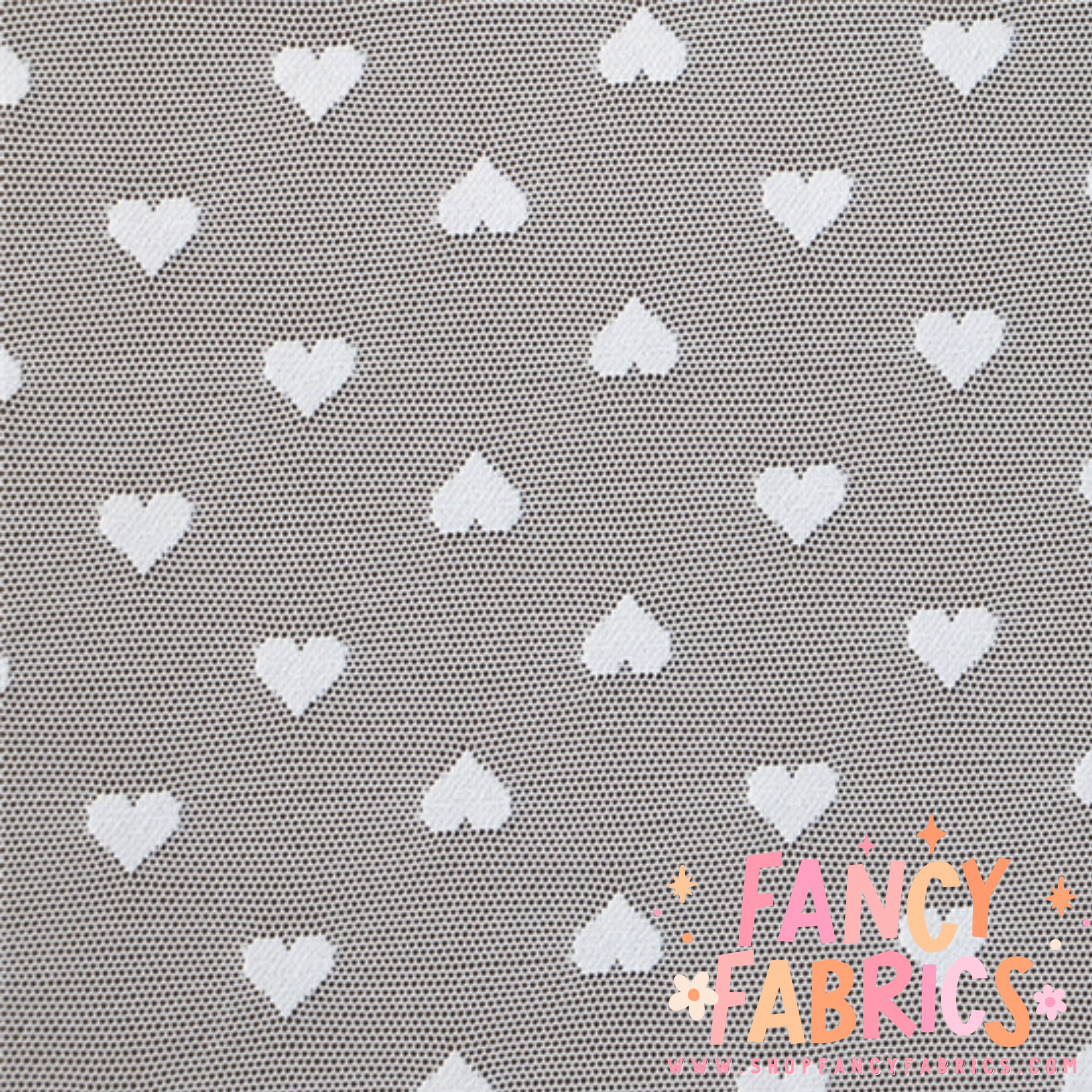 Small Pattern Hearts (White) | Stretch Mesh | Ready To Ship