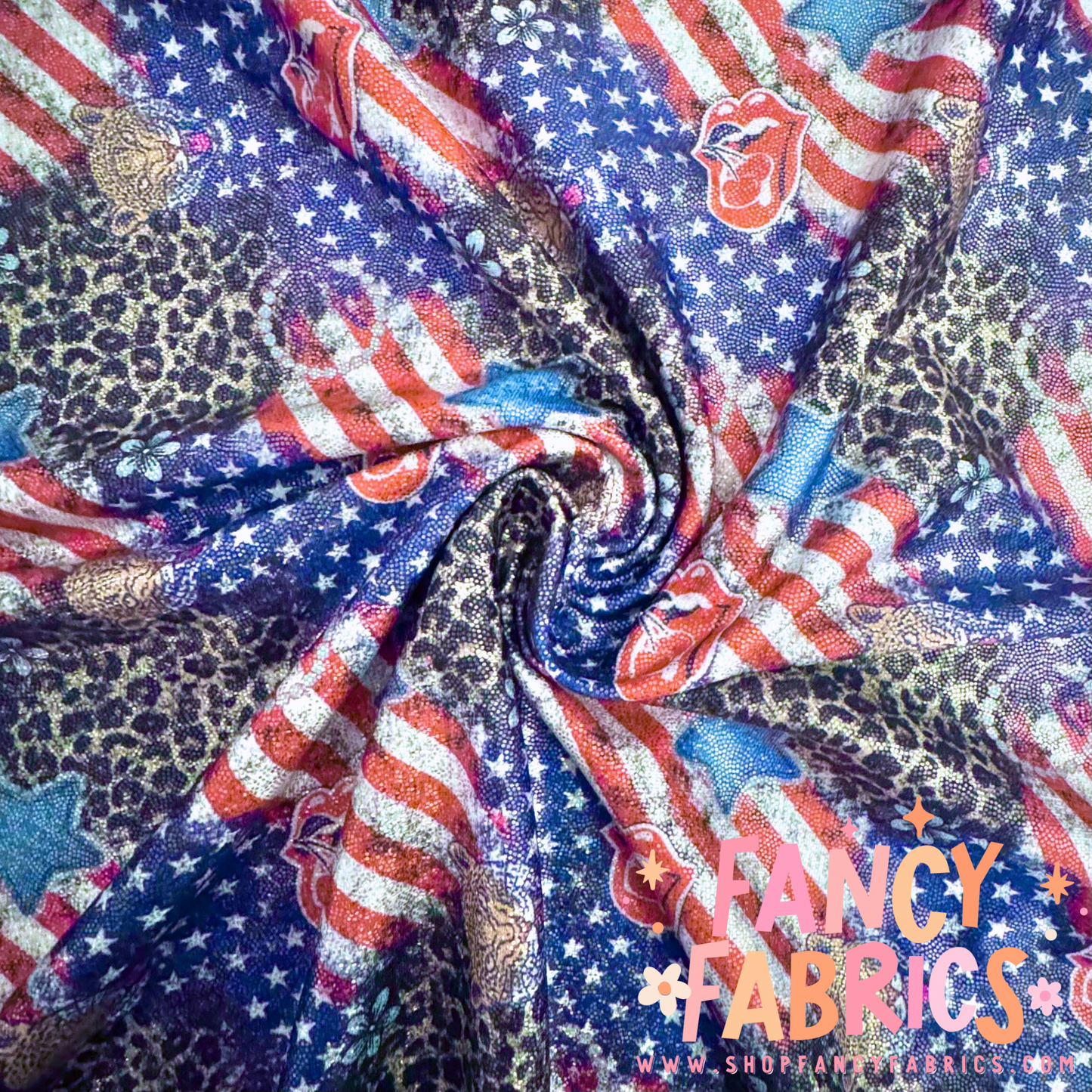 American Leopard Collage | 4x4 Scaling | Printed Holographic | Ready To Ship