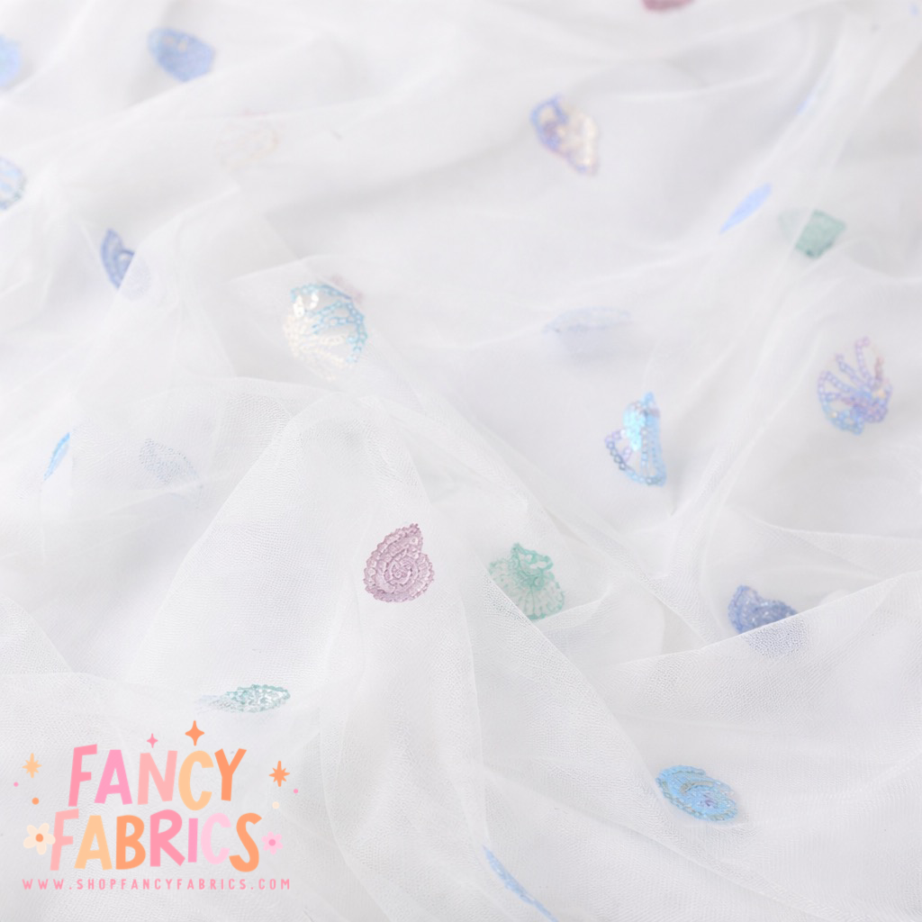 Seashells | Sequin Mesh | Ready To Ship