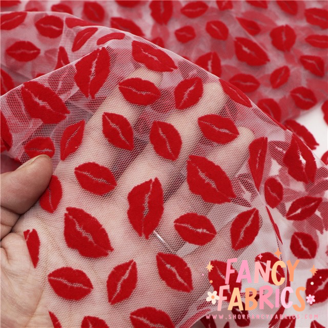 Red Flocked Lips | Mesh | Ready To Ship