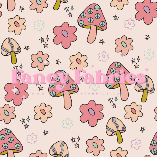 Lauren Liza Designs | Retro Mushrooms 2 | PREORDER | By The Yard