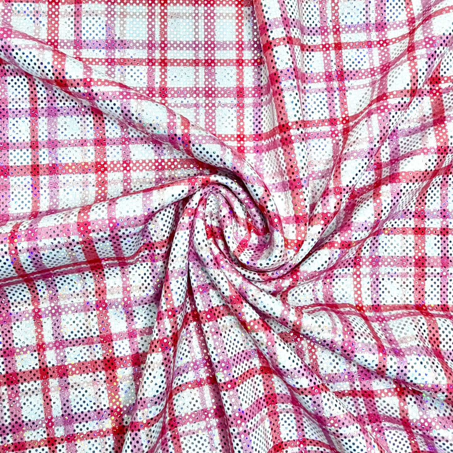 Pink + Red Plaid | 6x6 Scaling | Printed Shattered Holographic | Ready To Ship
