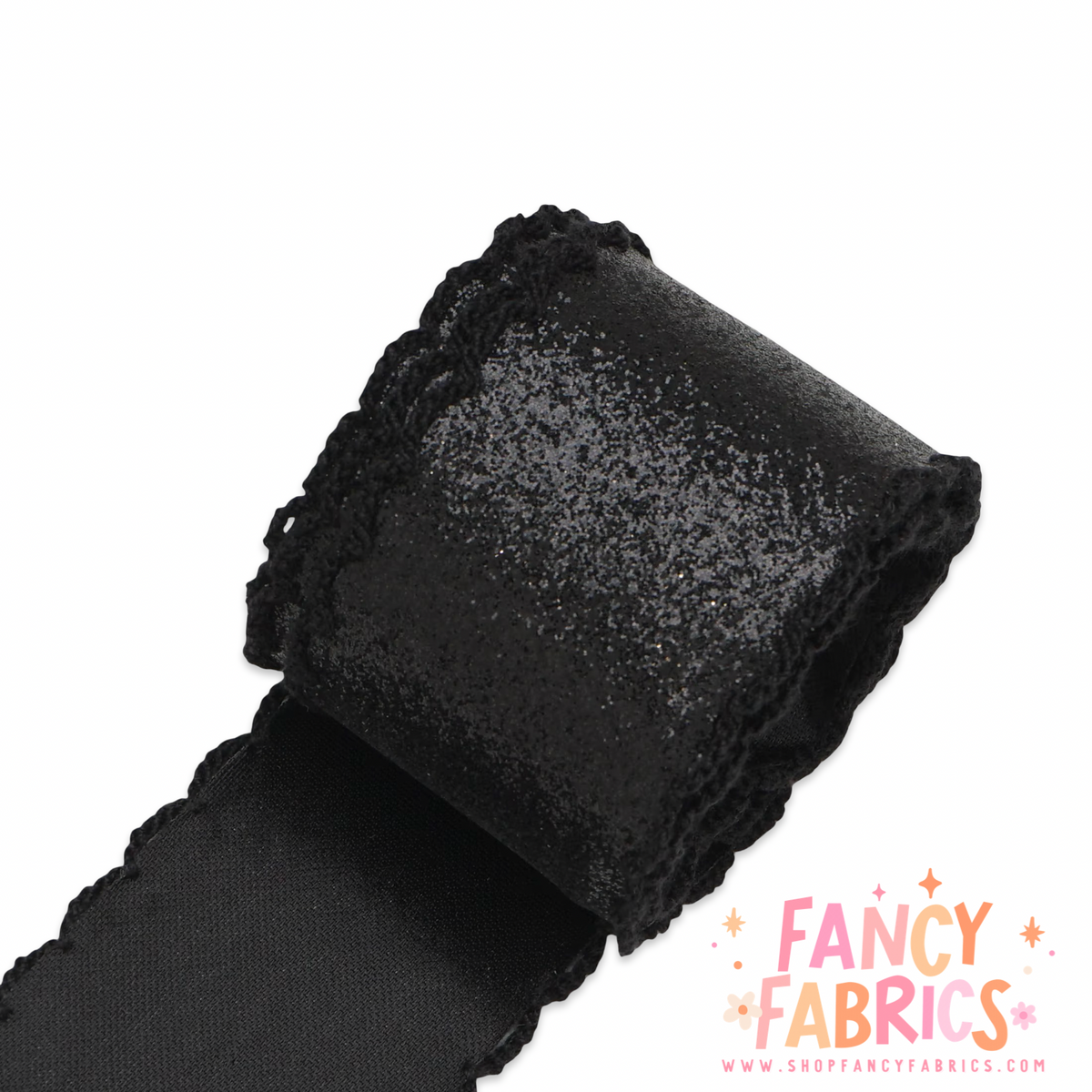 Black | 2.25" Single Sided | Glitter Moonstitch Ribbon | Ready To Ship