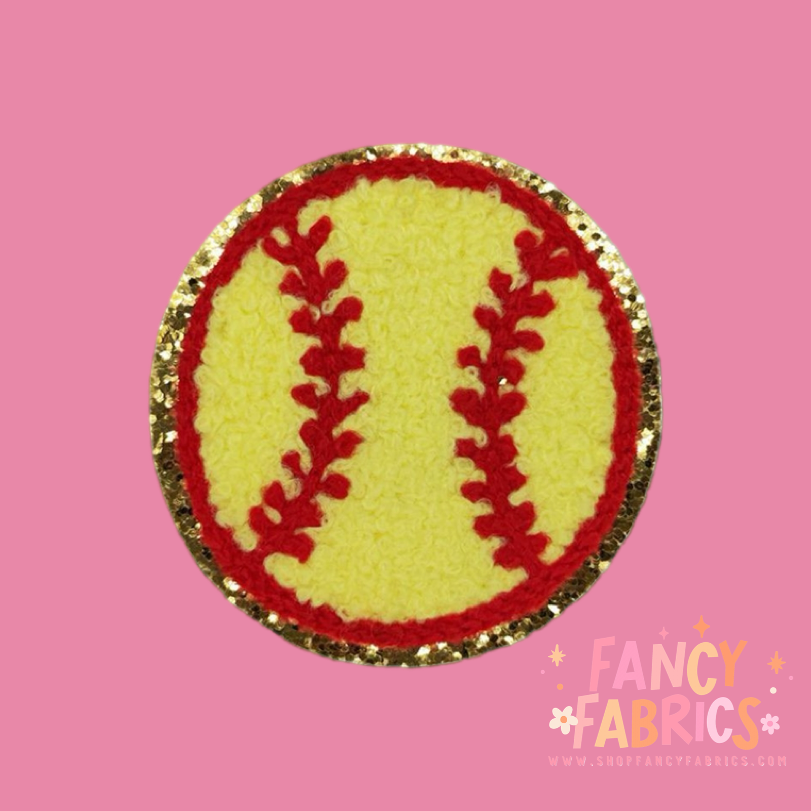 Glitter softball iron on patch