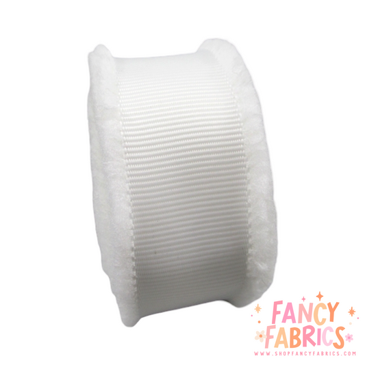 White (Fuzzy Edge) | 1.5" Single Sided | Grosgrain Ribbon | Ready To Ship
