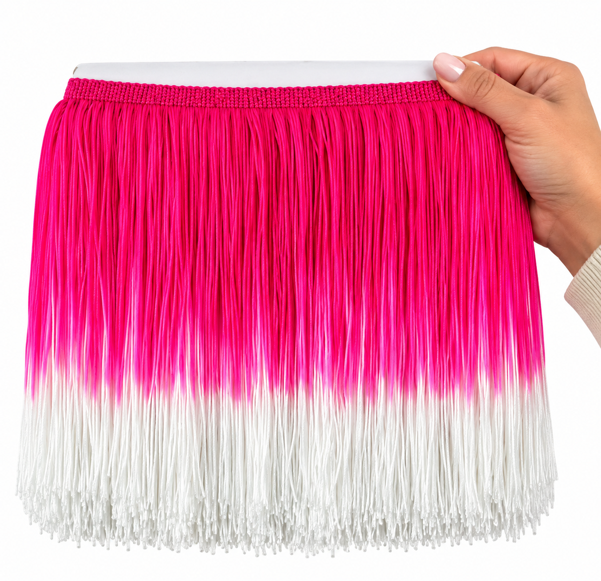 Dark Pink + White | Ombré Fringe | By The Yard
