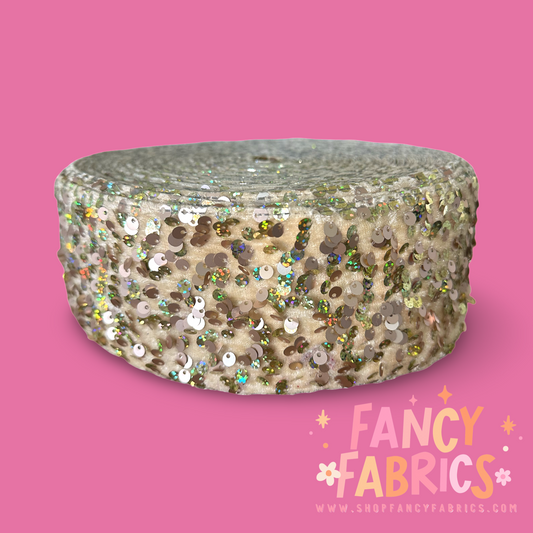 Goldie | 3" Single Sided | Sequin Velvet Ribbon | Ready To Ship
