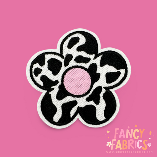 Cow Print Daisy | Iron On Patch