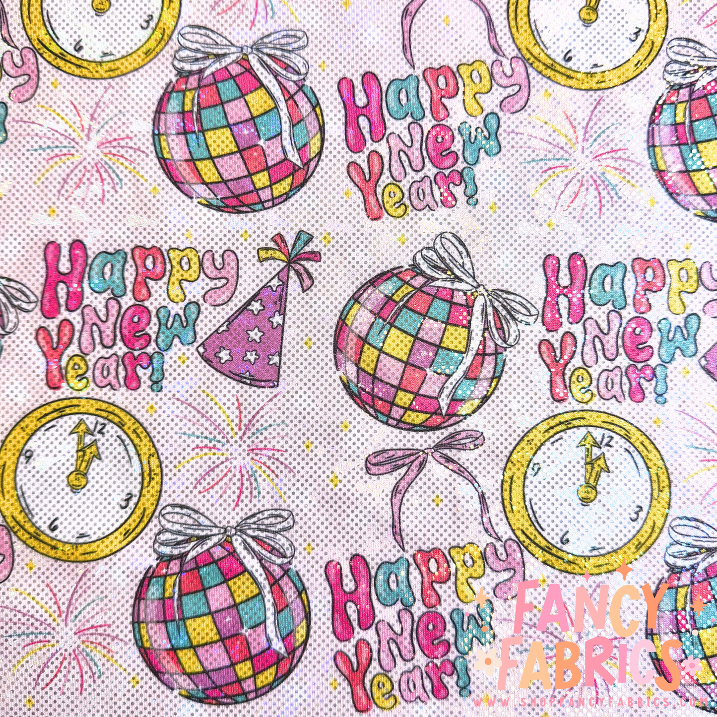 Happy New Year (Pink) | 6x6 Scaling | Printed Shattered Holographic | Ready To Ship