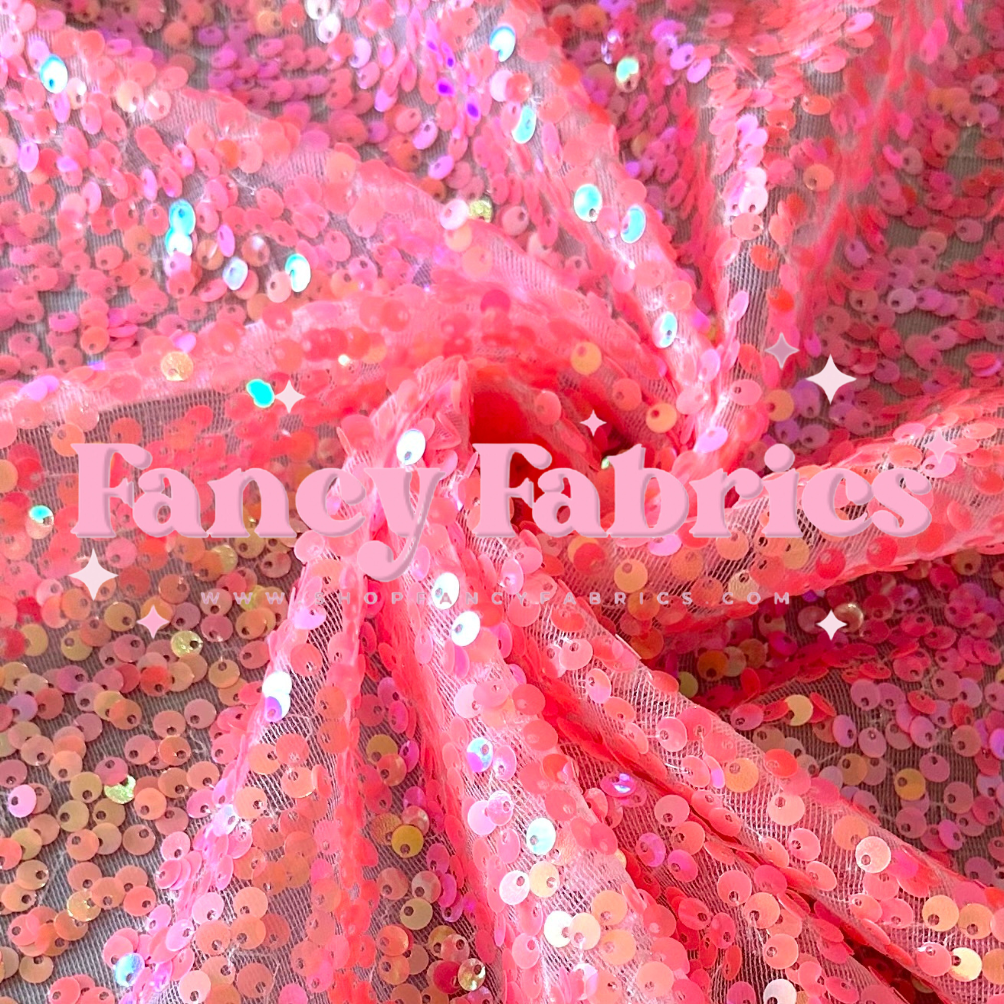 Hot Pink | Stretch Sequin Mesh