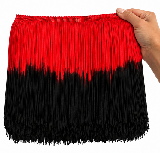 Red + Black | Ombré Fringe | By The Yard