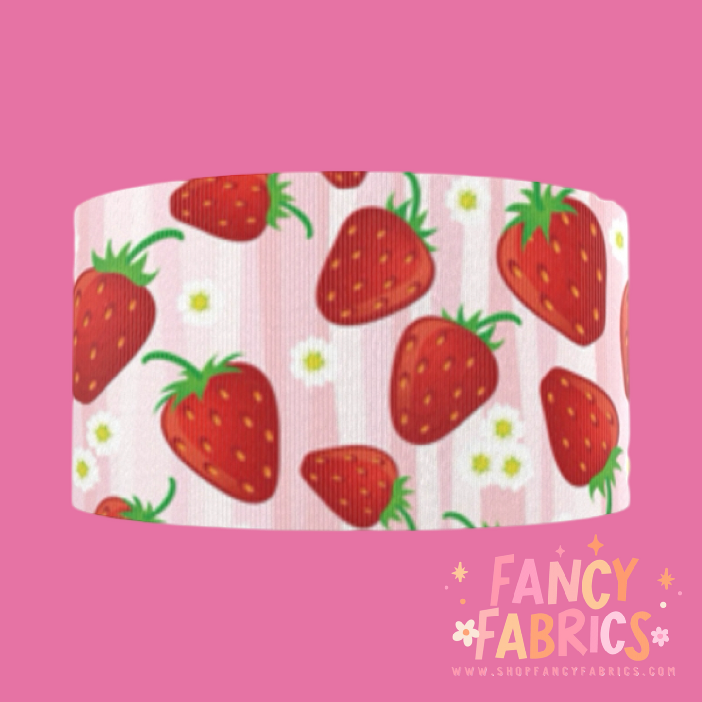 Strawberry Floral | 3" Single Sided | Printed Ribbon | Ready To Ship