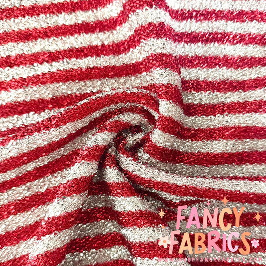 Candy Cane Stripes | Tinsel Fabric | Ready To Ship
