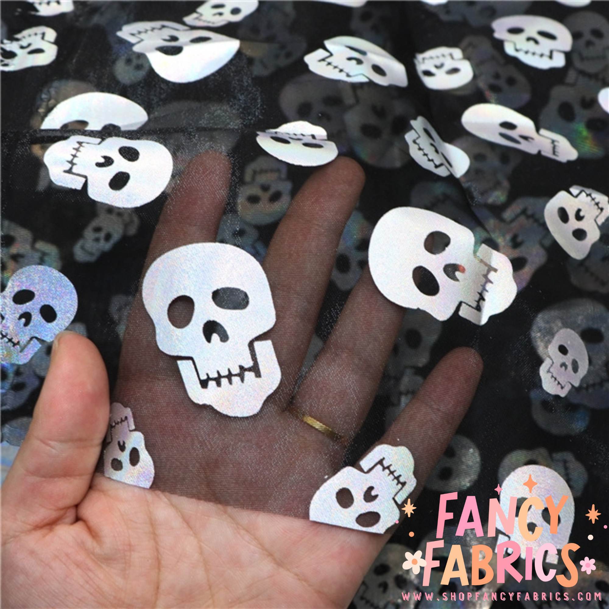 Holo Skulls | Organza Mesh | Ready to Ship