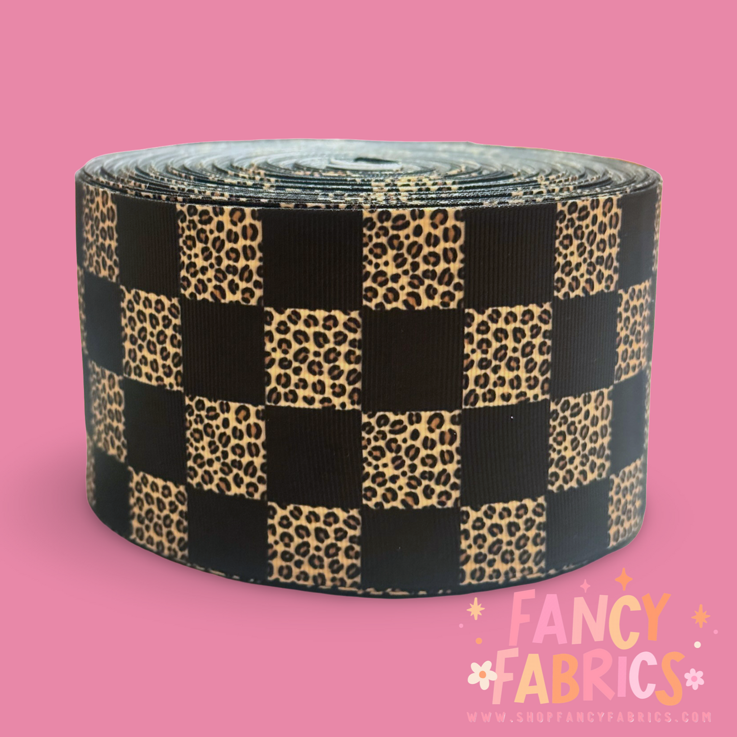 Leopard Checkers | 3" Single Sided | Printed Ribbon | Ready To Ship