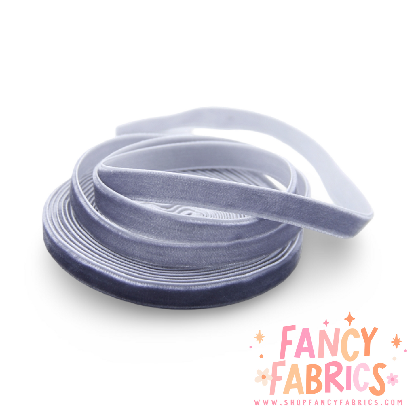 Silver | 3/8" Stretch Velvet | Ribbon | Sold By The Yard