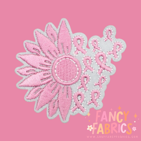 Breast Cancer flower iron on patch