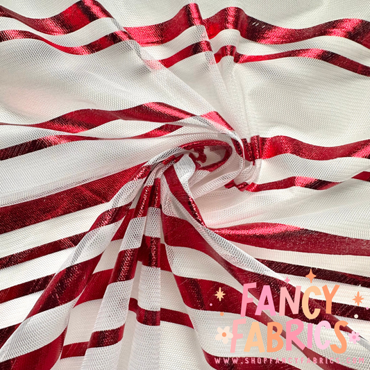 Candy Cane Stripes | Stretch Mesh | Ready To Ship