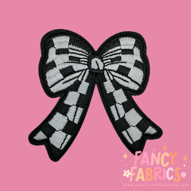 Checkered Bow | Iron On Patch