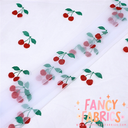 Cherries Mesh Fabric