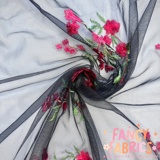 Clara | Floral Embroidered Mesh | Ready To Ship