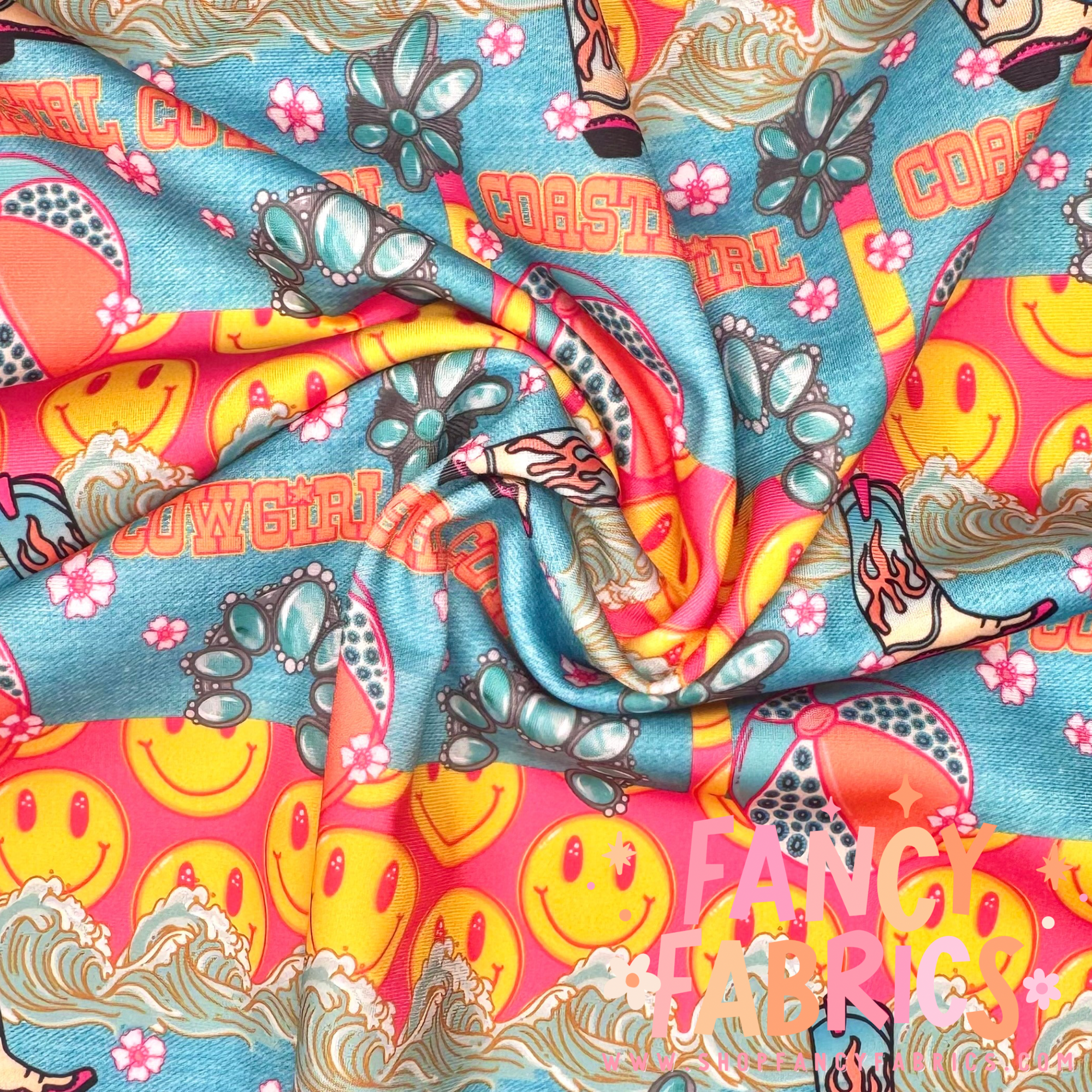 Coastal Cowgirl swim fabric ready to ship