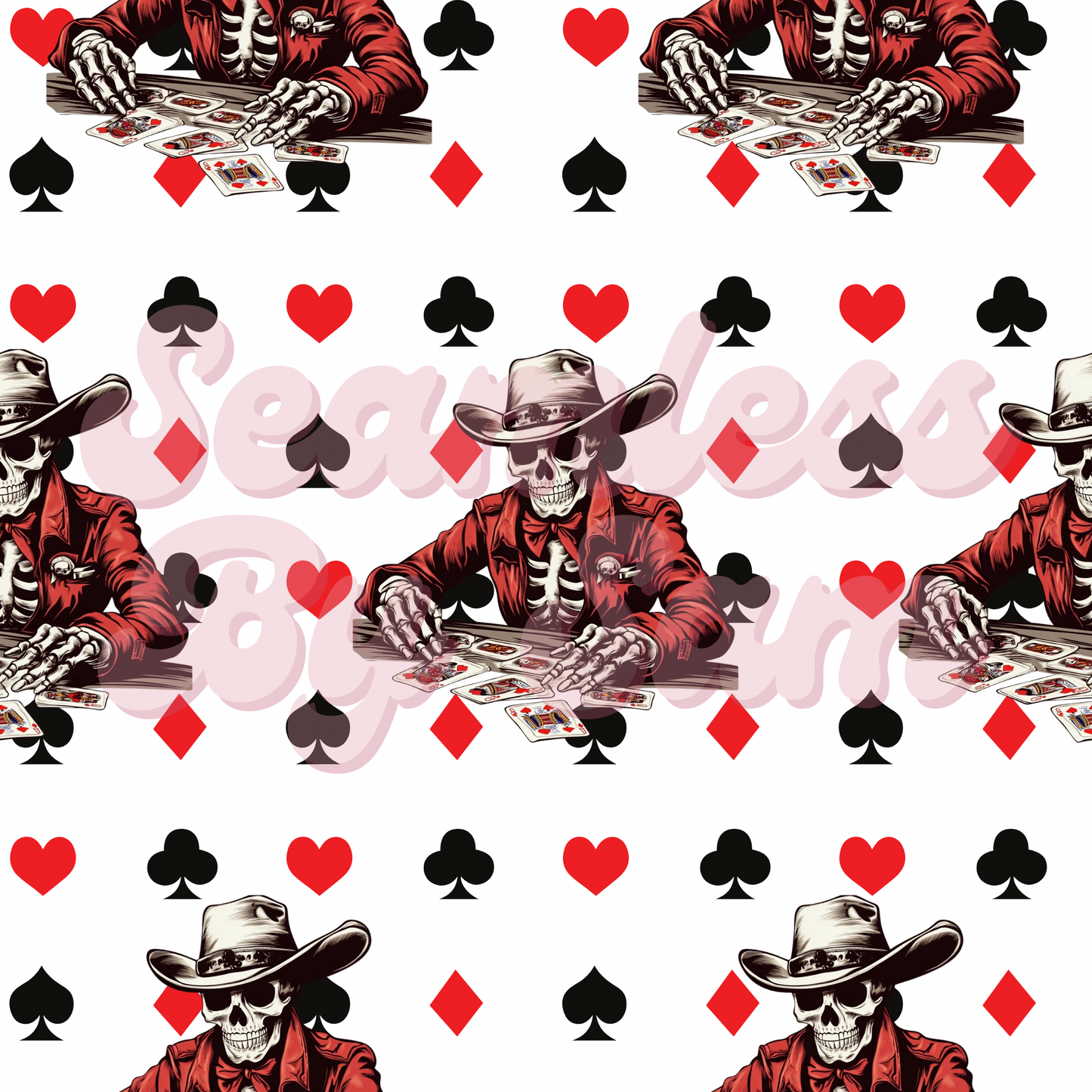 Gambling Skeletons | Seamless File | Digital Download