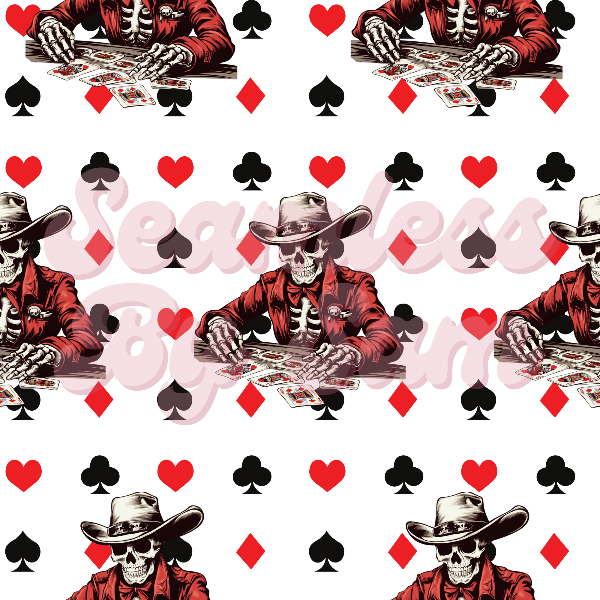 Gambling Skeletons | Seamless File | Digital Download