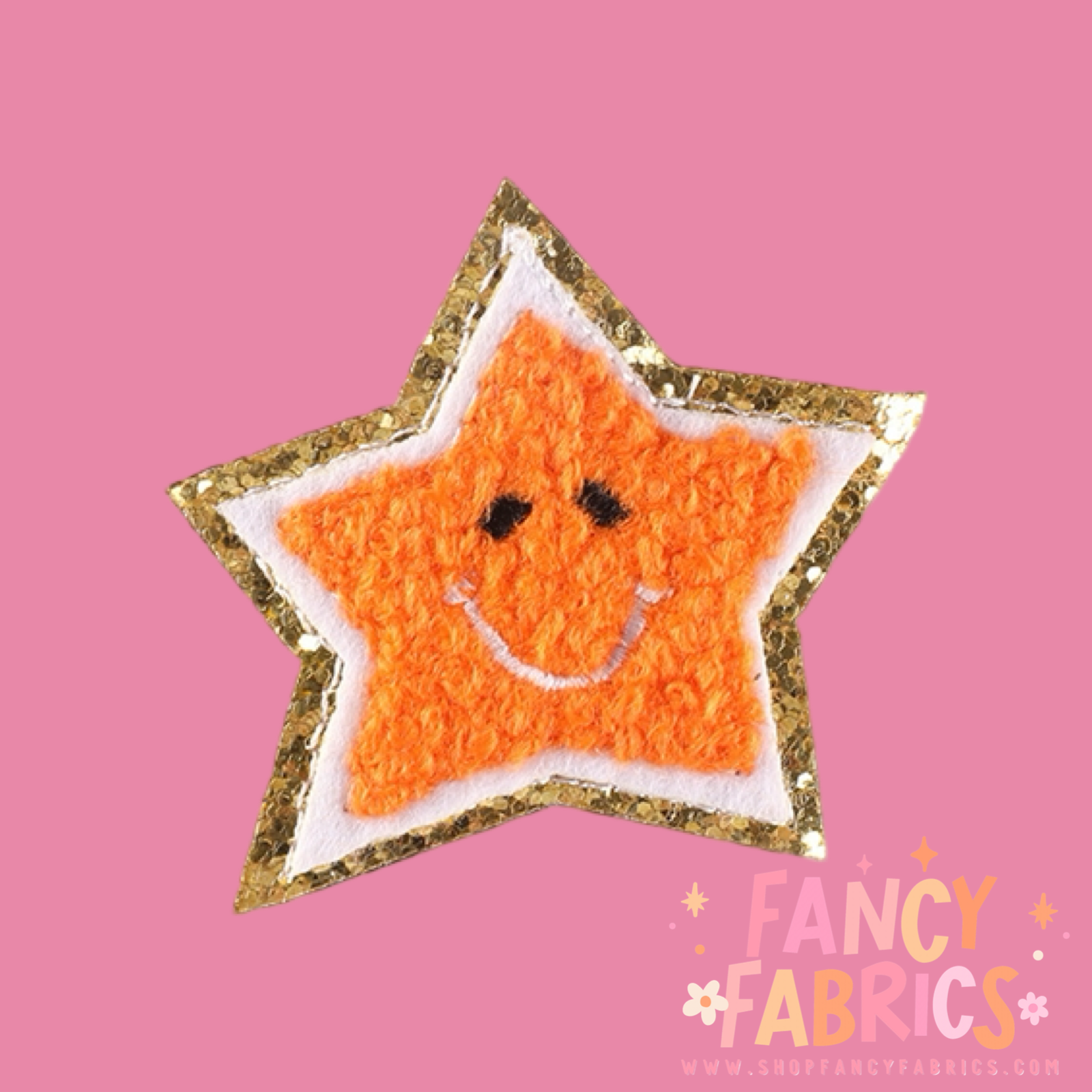 Smiley Star (Orange) | Iron On Patch