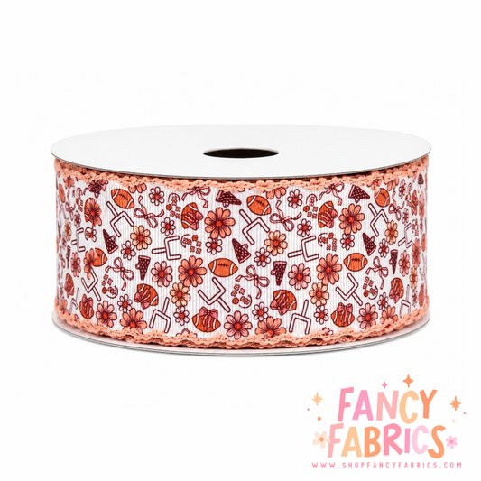 Football Girly | 2" Single Sided | Moonstitch Printed Ribbon | Ready To Ship