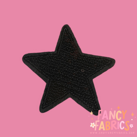 Black sequin iron on star