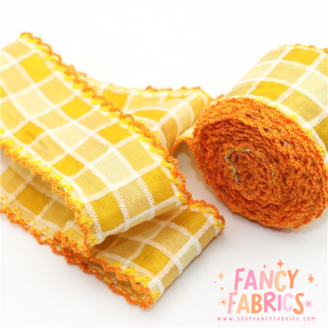 Yellow Plaid | 1.5" Double Hook Ribbon | Ready To Ship