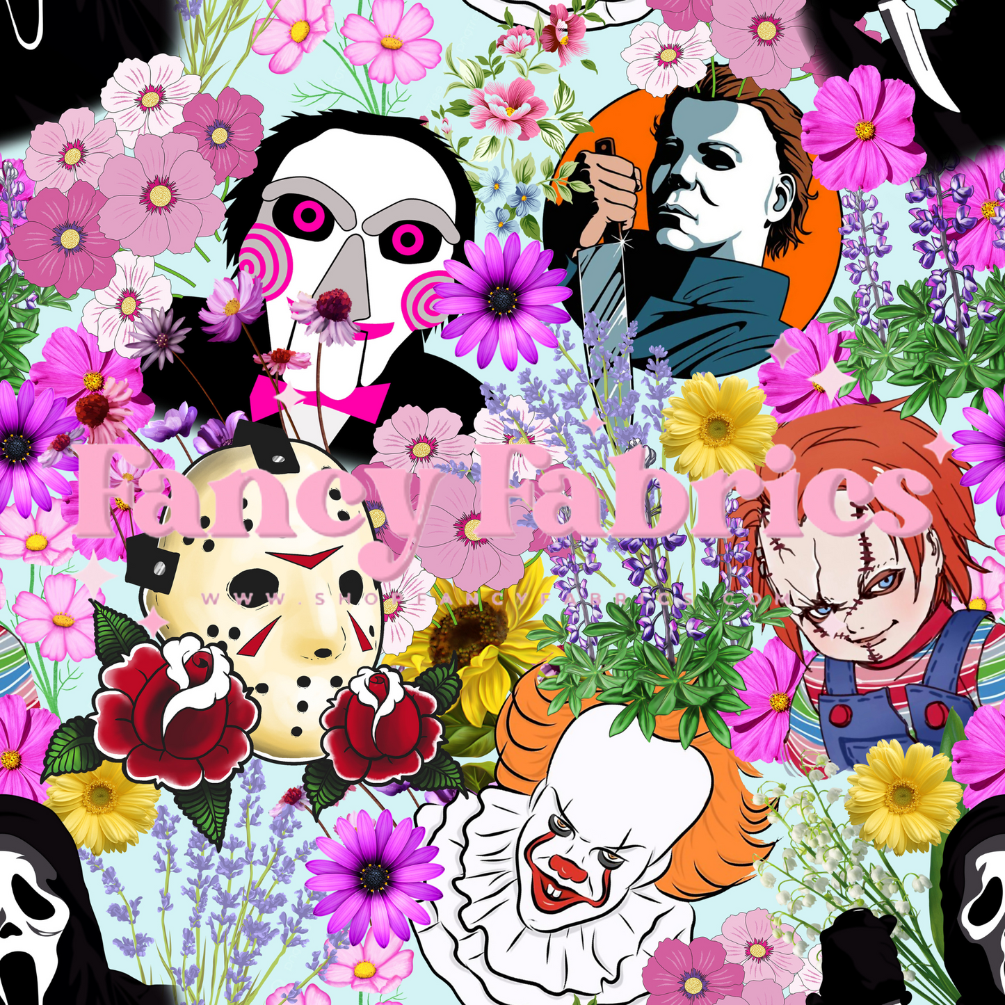 Horror Flowers (Pink) | PREORDER | By The Yard