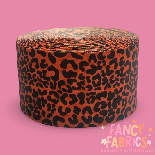 Cognac Leopard | 3" Single Sided | Printed Ribbon | Ready To Ship