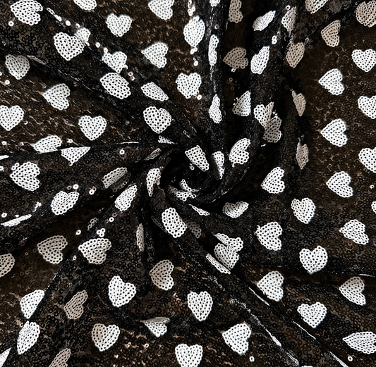 Black | Heart Sequin Mesh | Ready To Ship