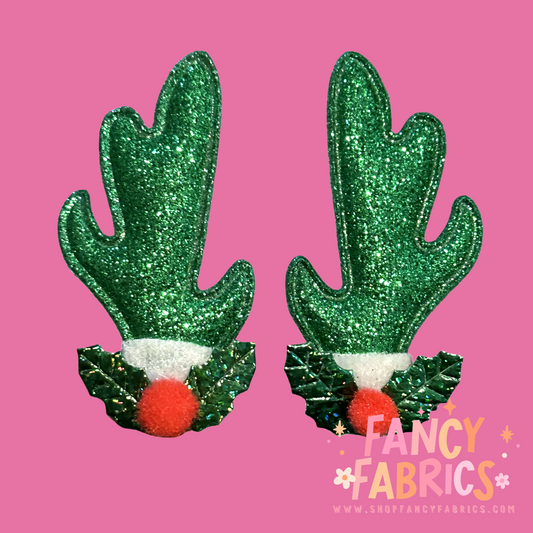 Green Glitter | Reindeer Antlers | Ready To Ship