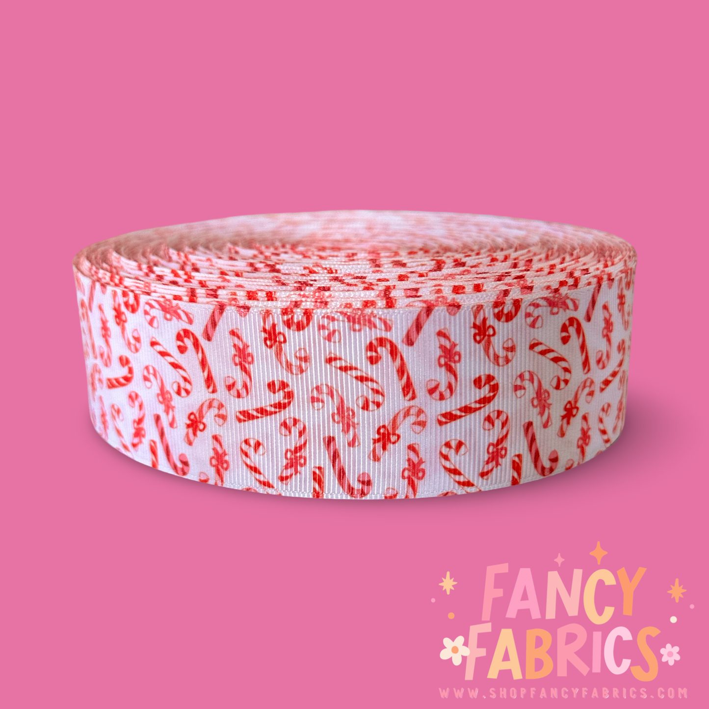 Candy Canes | 1.5" Single Sided | Printed Ribbon | Ready To Ship