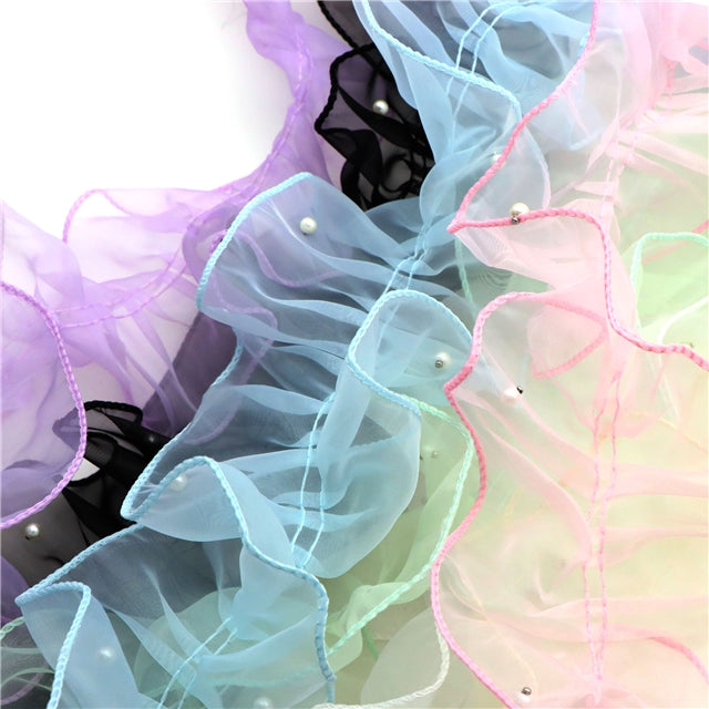 Pink | Pearl Ruffle Trim
