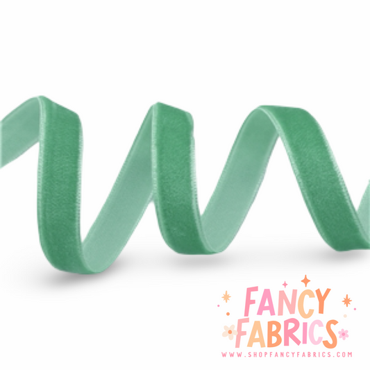 Winter Mint | 3/8" Stretch Velvet | Ribbon | Sold By The Yard