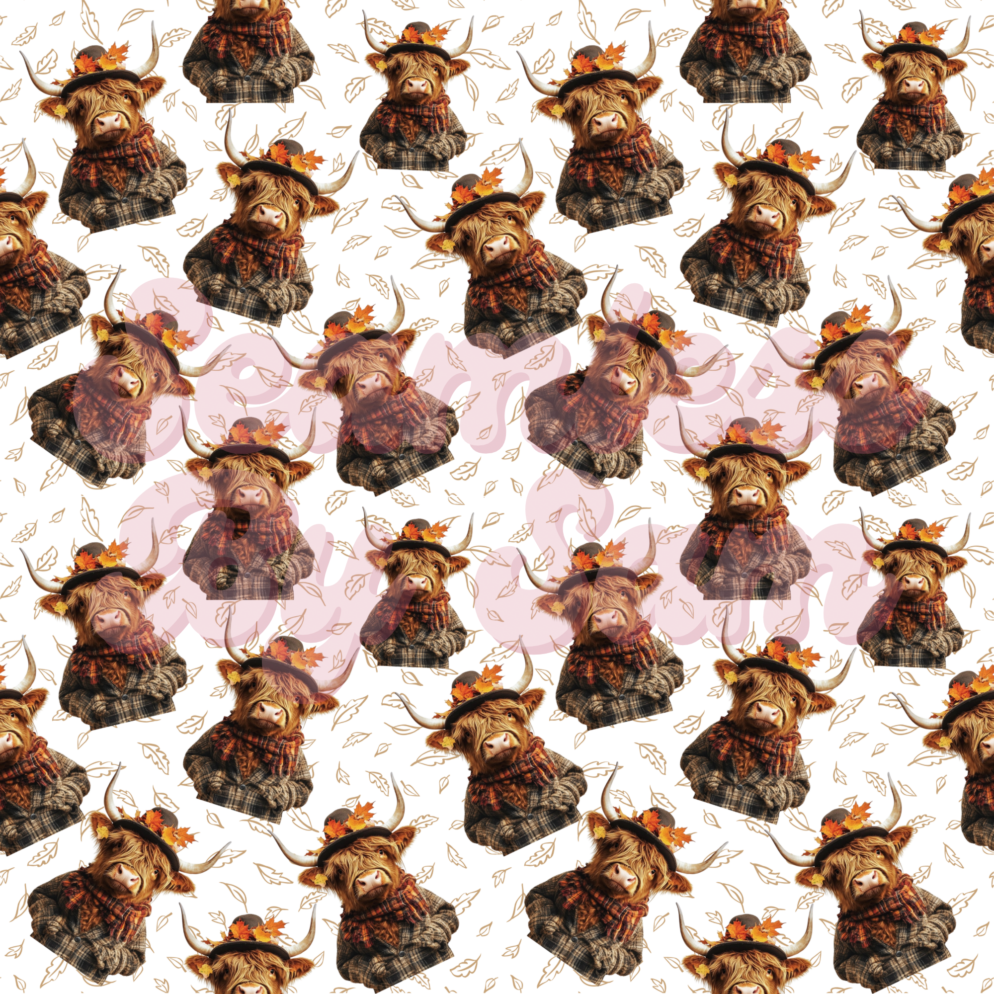 Fall Highland Cows | Seamless File | Digital Download