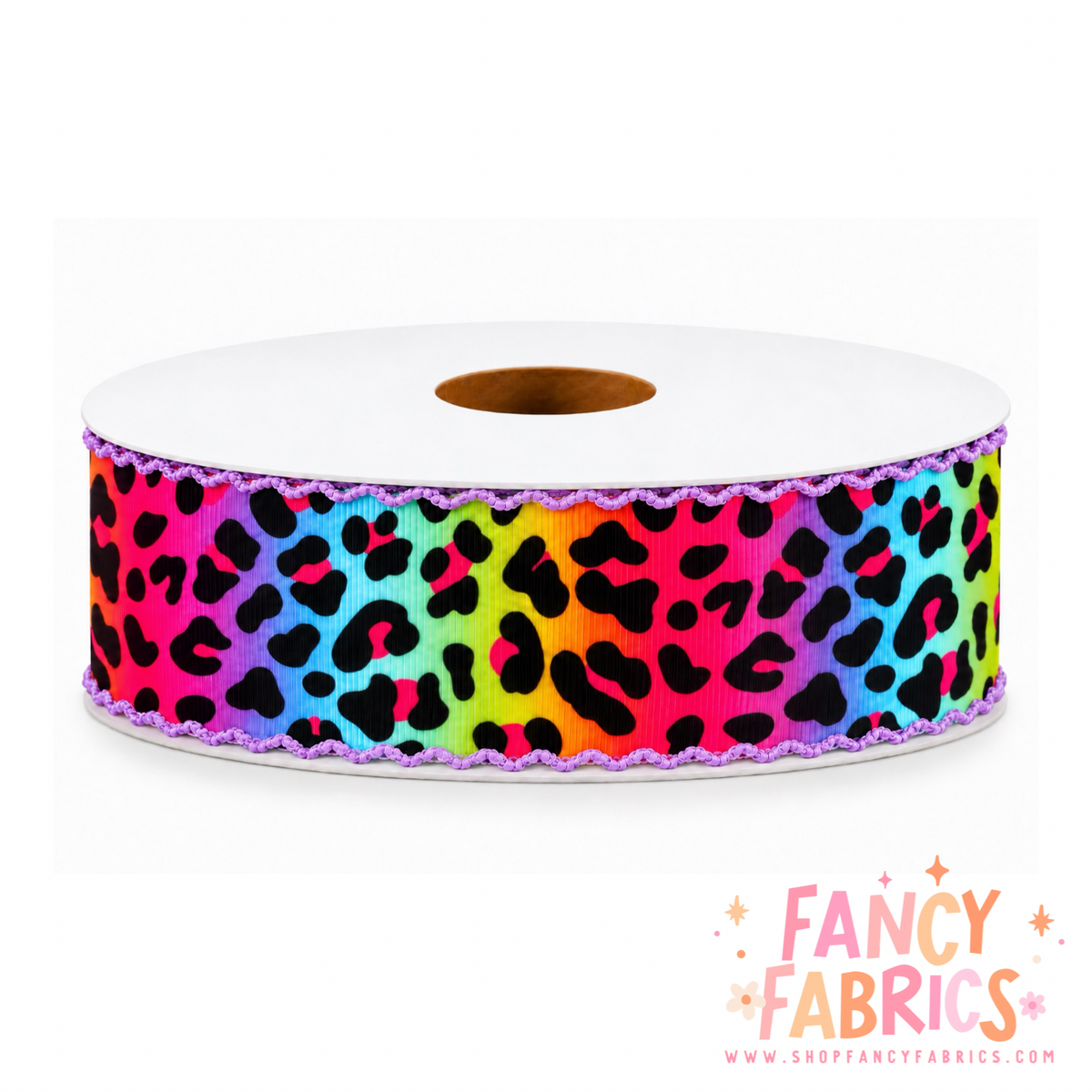 Rainbow Leopard | 2" Single Sided | Moonstitch Printed Ribbon | Ready To Ship