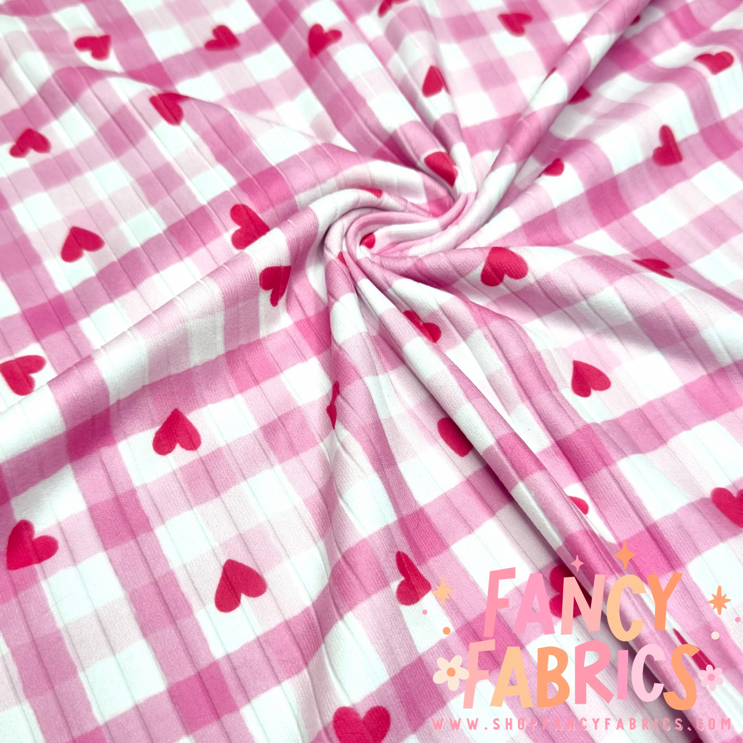 Pink Heart Plaid | 6x6 | Brushed Rib | Ready To Ship
