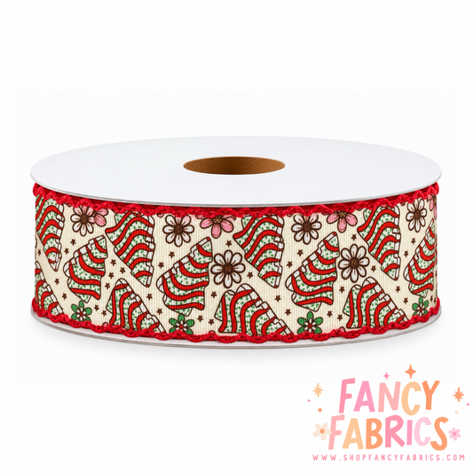 Classic Christmas Cakes | 2" Single Sided | Moonstitch Printed Ribbon | Ready To Ship