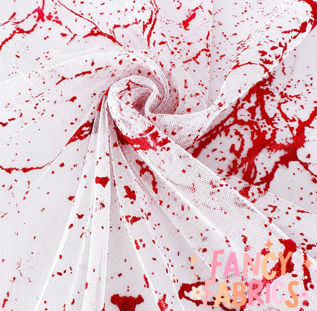 Blood Splatter (White) | Stretch Mesh | Ready To Ship