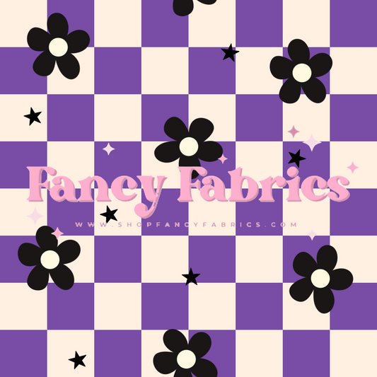 Purple Checkered Floral | PREORDER | By The Yard