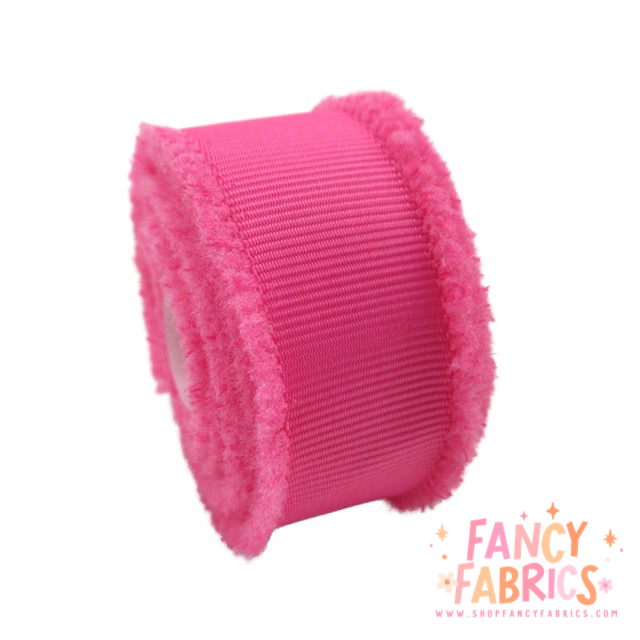 Bright Pink (Fuzzy Edge) | 1.5" Single Sided | Grosgrain Ribbon | Ready To Ship