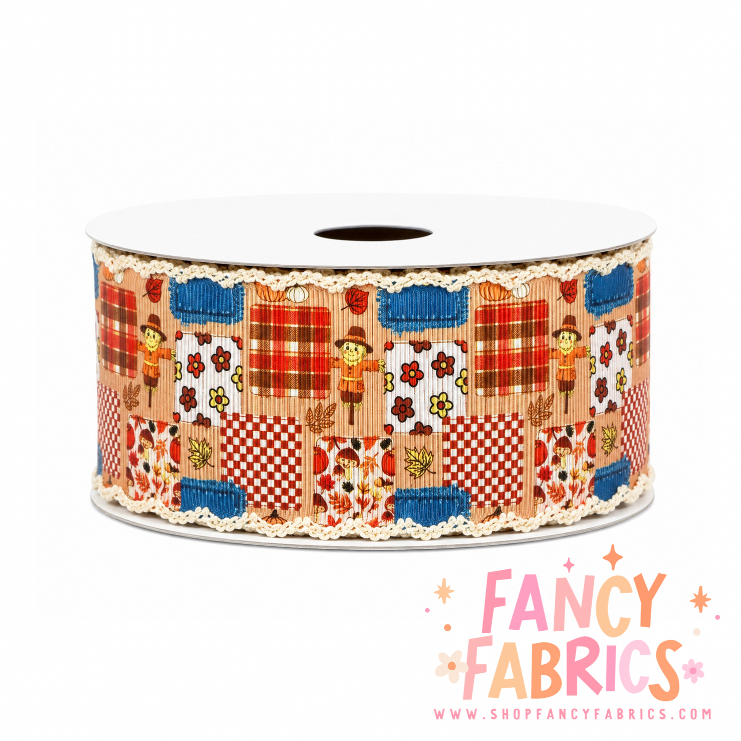 Fall Patchwork | 2" Single Sided | Moonstitch Printed Ribbon | Ready To Ship