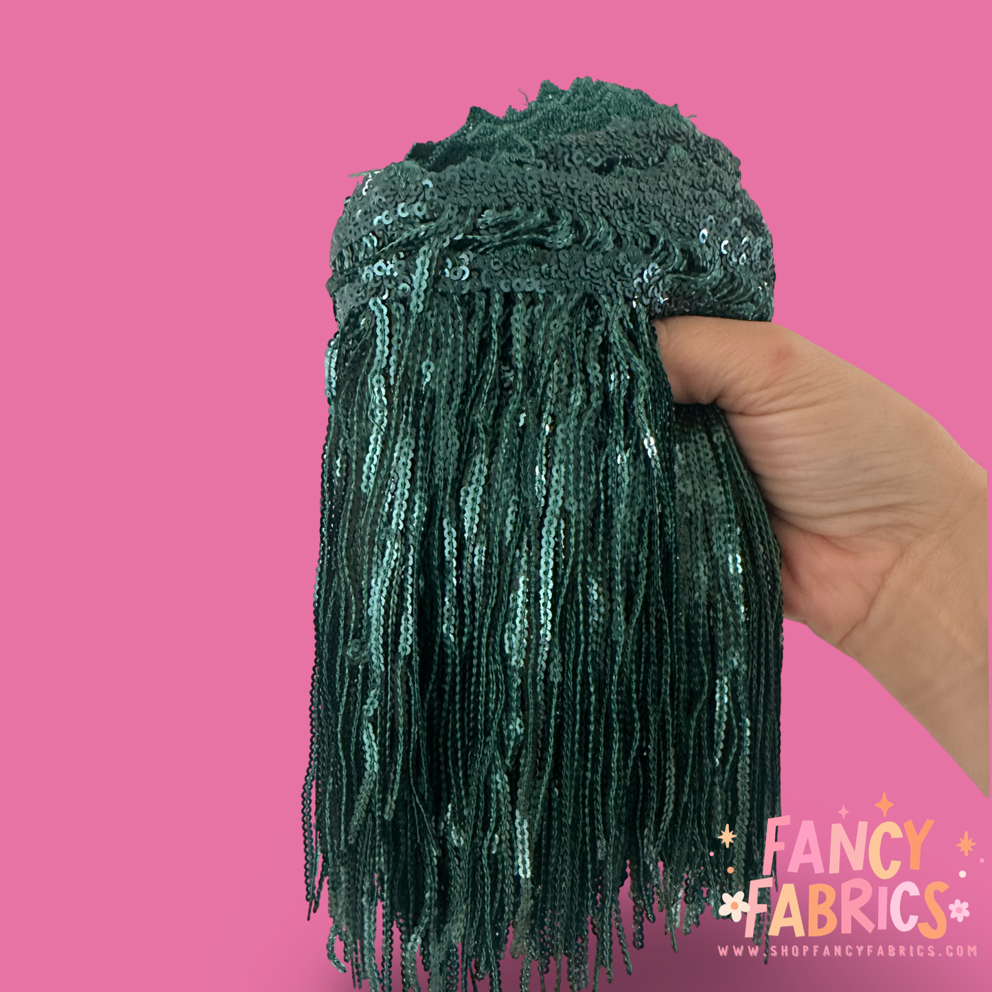 Deep Turquoise | Sequin Fringe | Sold By The Yard