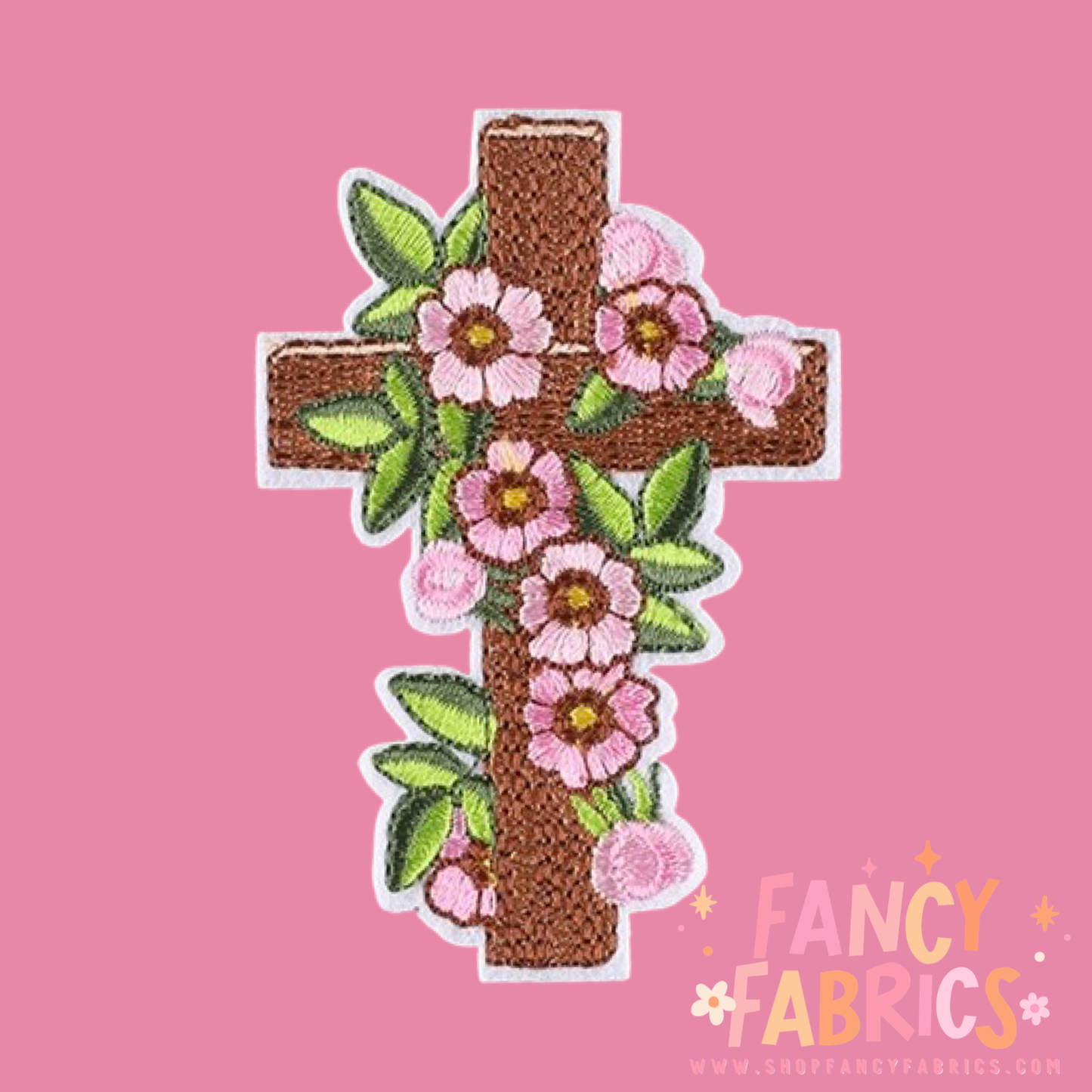 flower cross iron on patch