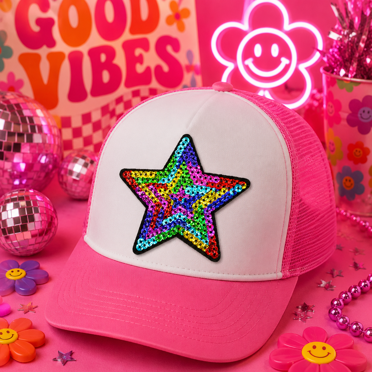Rainbow Sequin Star | Iron On Patch